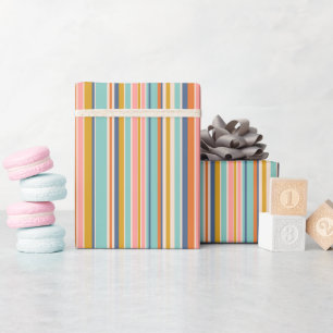 Retro vertikale orangefarbene blaue und gelbe rosa geschenkpapier