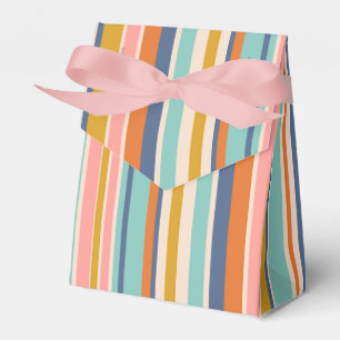 Retro vertikale orangefarbene blaue und gelbe rosa geschenkschachtel