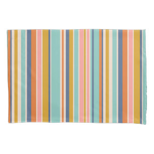 Retro vertikale orangefarbene blaue und gelbe rosa kissenbezug
