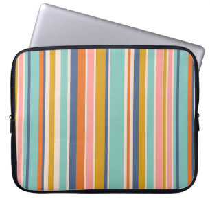 Retro vertikale orangefarbene blaue und gelbe rosa laptopschutzhülle