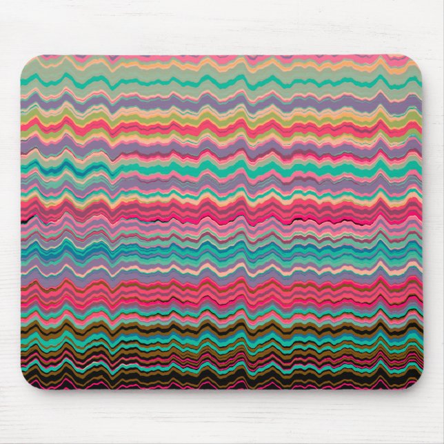Retro verzerrtes Linienmuster Mousepad (Vorne)