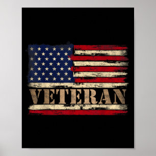 Retro Veteran Fettschrift USA-Flagge Vatertag Poster