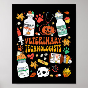 Retro Veterinary Technologists Spooky Halloween Poster