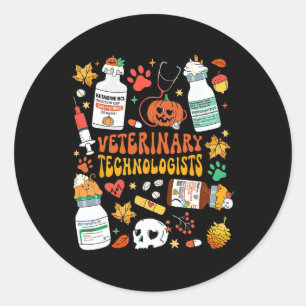 Retro Veterinary Technologists Spooky Halloween Runder Aufkleber