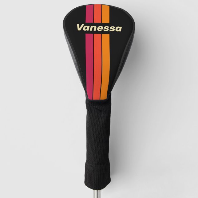 Retro VHS Pin Stripes with Name Golf Headcover (Vorderseite)