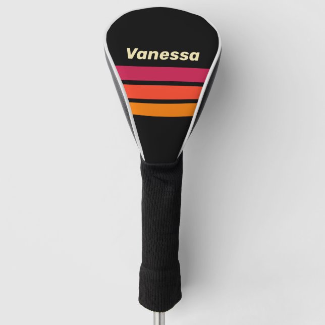 Retro-VHS-Querstrreifung mit Namen Golf Headcover (Vorderseite)