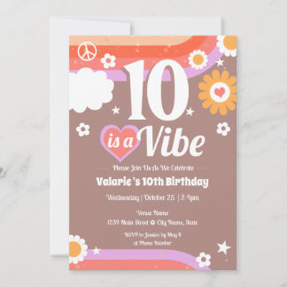 Retro Vibe 10. Geburtstag Einladung