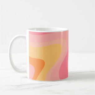 Retro-Vibe Abstract Swirl 60er 70er Pink und Orang Kaffeetasse