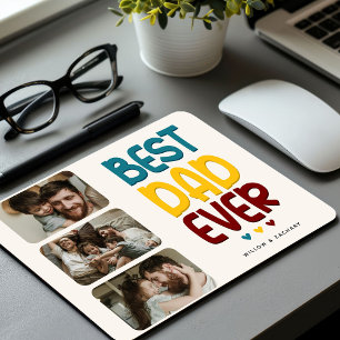 Retro-Vibe 'Bester Vater überhaupt' 3-Foto-Collage Mousepad