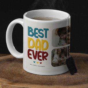 Retro-Vibe 'Bester Vater überhaupt' 4-Foto-Collage Kaffeetasse