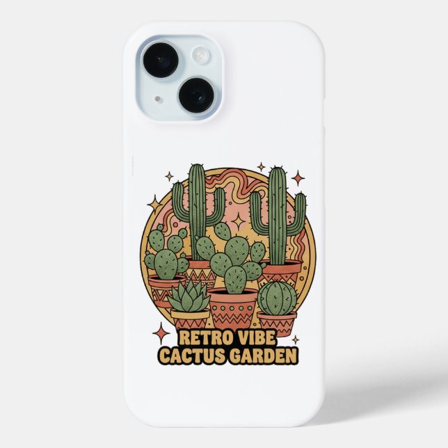 Retro Vibe Cactus Garden Case-Mate iPhone Hülle (Rückseite)