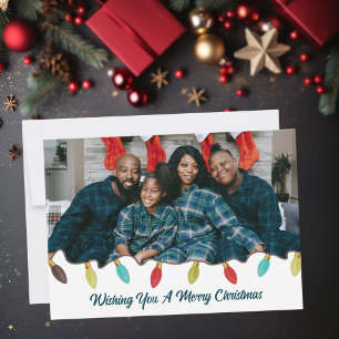 Retro Vibe Christmas Foto Flat Holiday Card Feiertagskarte