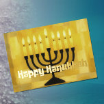 Retro Vibe Gold Hanukkah Menorah Folien Feiertagskarte<br><div class="desc">Retro Vibe Hanukkah Menorah Gold Black</div>
