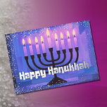 Retro Vibe Hanukkah Menorah Glitzer Edge<br><div class="desc">Retro Vibe Hanukkah Menorah Glitzer Edge Silver Blue Lila Black</div>