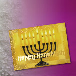 Retro Vibe Hanukkah Menorah Glitzer Edge Folien Feiertagskarte<br><div class="desc">Retro Vibe Hanukkah Menorah Glitzer Edge Gold Black</div>