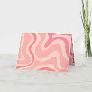 Retro Vibe Liquid Swirl Abstraktes Muster in rosa Karte