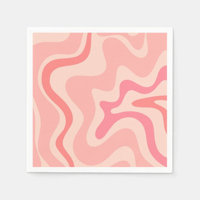 Retro Vibe Liquid Swirl Muster in Rosa Serviette (Vorderseite)