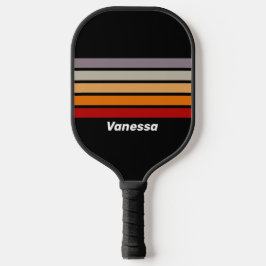 Retro Vibe Rainbow Across Striping with Name Pickleball Schläger