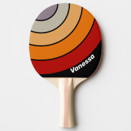 Retro Vibe Rainbow Circle Stripe with Name Tischtennis Schläger