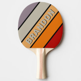 Retro Vibe Rainbow Fett Streifen mit Name Tischtennis Schläger