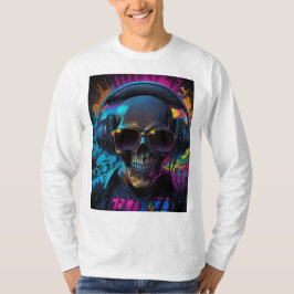 Retro Vibe Skull Graphic mit Music Flair T-Shirt