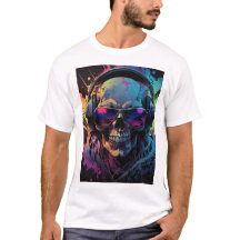 Retro Vibe Skull T - Shirt Design mit Music Flair