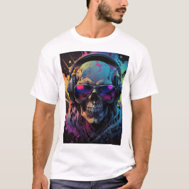 Retro Vibe Skull T - Shirt Design mit Music Flair
