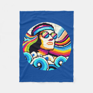 Retro Vibes - 70er Groovy Pixel Art für Hobby Love Fleecedecke