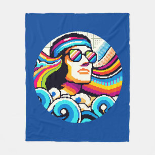 Retro Vibes - 70er Groovy Pixel Art für Hobby Love Fleecedecke