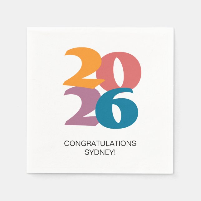 Retro Vibes Abschluss Celebration Party Serviette (Vorderseite)