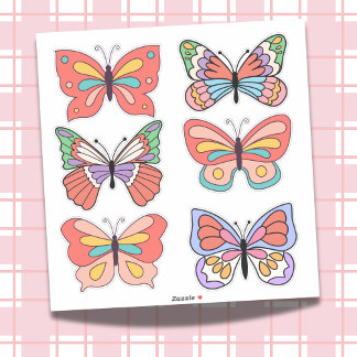 Retro Vibes Butterfly Custom Cut Vinyl Stickers Aufkleber