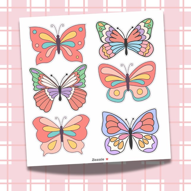 Retro Vibes Butterfly Custom Cut Vinyl Stickers Aufkleber (Flutter into Fun with These Groovy Butterflies!)