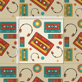 Retro Vibes - Cassette Tapes Pattern der 80er Jahr Stoff