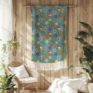 Retro-Vibes-Decke, Pastell-Funky im Stil der 70er Fleecedecke