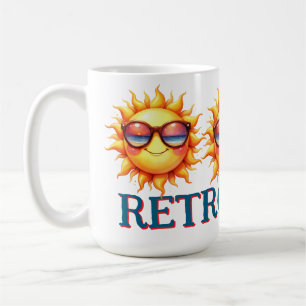 Retro-Vibes Groovy 70er lächelnde Sonne mit Sonn Kaffeetasse