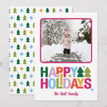 Retro-Vibes Mehrfarben-Feiertags-Fotokarte