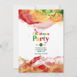 Retro Vibes mit Alcohol Ink Flair Weihnachts-Party Einladung