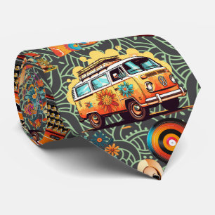 Retro-Vibes-Muster RVP01A.D Braun BG Krawatte