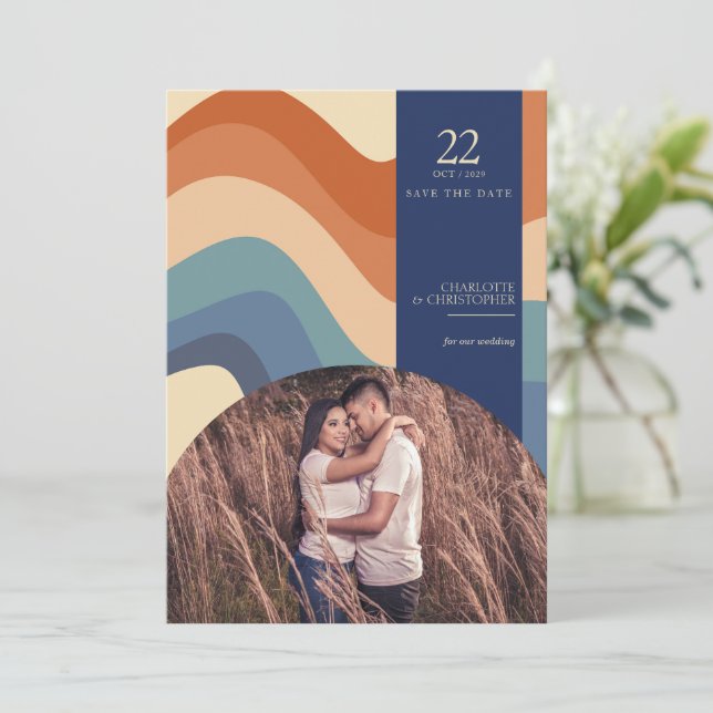 Retro Vibes Save The Date (Stehend Vorderseite)