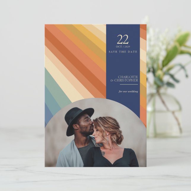 Retro Vibes Save The Date (Stehend Vorderseite)