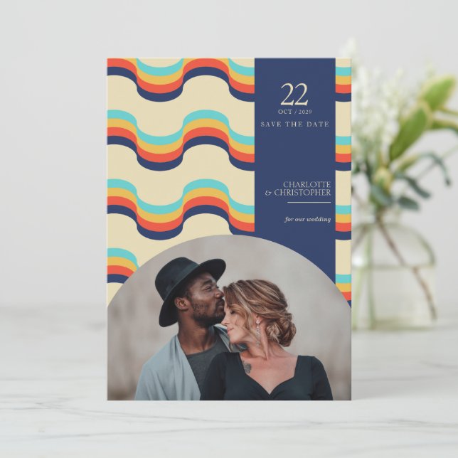 Retro Vibes Save The Date (Stehend Vorderseite)