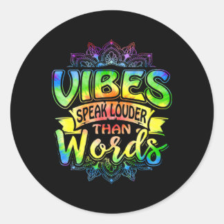 Retro-Vibes sprechen lauter als Worte Yoga-Mandala Runder Aufkleber