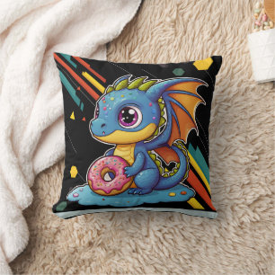 Retro-Vibes Süßer Drache Großdruck Kissen