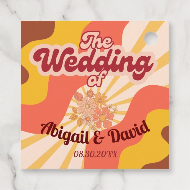 Retro Vibes Vintage Wedding Geschenkanhänger (Rückseite)