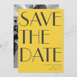 Retro Vibranly Gelb Art Deco Editorial Chic Foto Save The Date