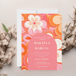 Retro Vibranly Pink Arch Wedding Einladung