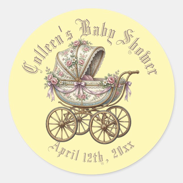 Retro-victorianischer Kinderwagen  Runder Aufkleber (Vorderseite)