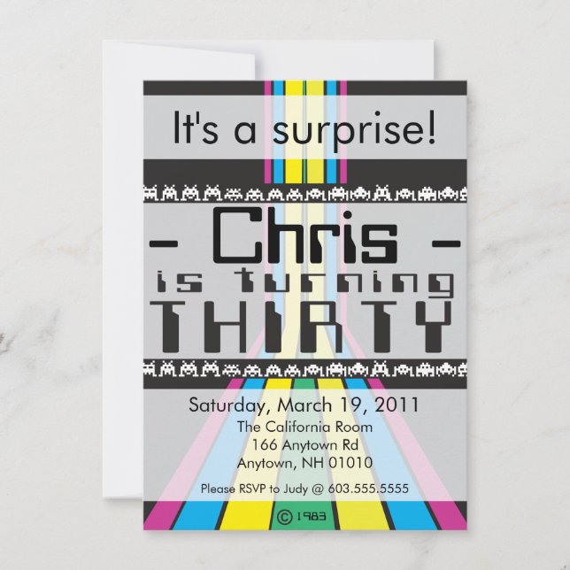 Retro Video Game 30. Geburtstag Einladung (Vorderseite)