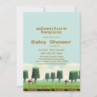 Retro Video Game Adventure Begins Baby Boy Shower