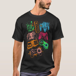 Retro Video Game Controller Gaming Splash T-Shirt